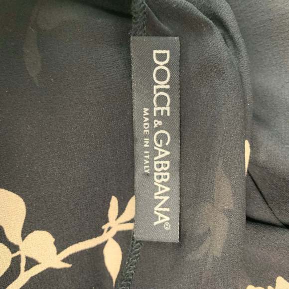 DOLCE & GABBANA Black Cream Silk & Lycra Floral A-Line Skirt - Picture 4 of 6